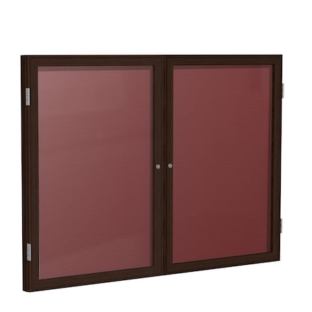 Ghent Enclosed Letter Board, 2 Door, Flannel, Walnut Frame, 3 ft H x 5 ft W, Burgndy PN23660B-BG